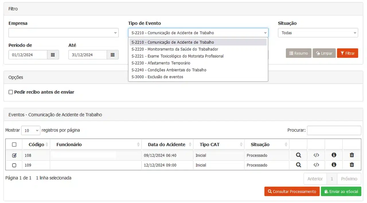 Foto do sistema Eventos SST
